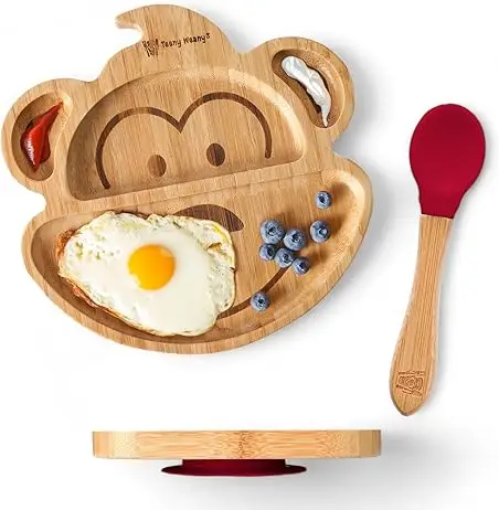 Bamboo Monkey Red Beige Silicone Set